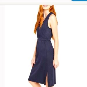 Splendid Navy Hazel Ribbed Dress Sleeveless Midi Dress